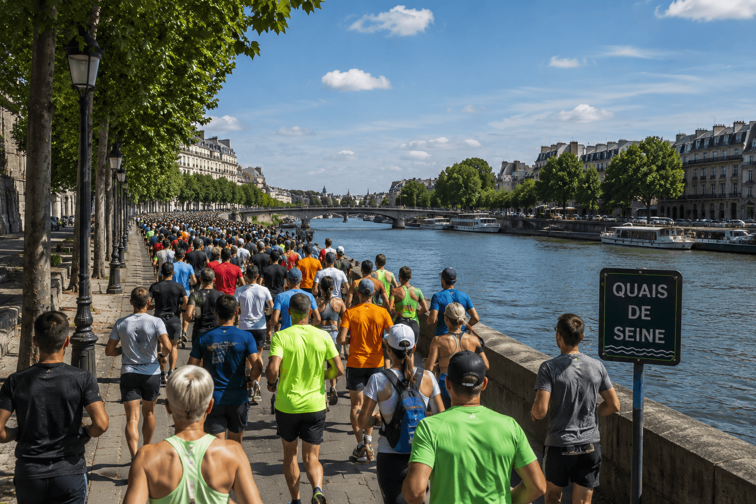 Coureurs sur les quais de Seine